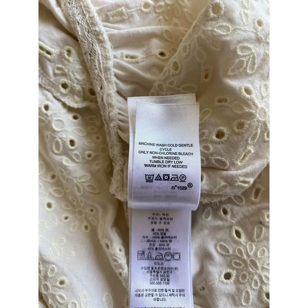Lauren ralph Lauren Women's S Dress Cream Eyelet Boho Peasant Jersey cottagecore - Picture 9 of 16